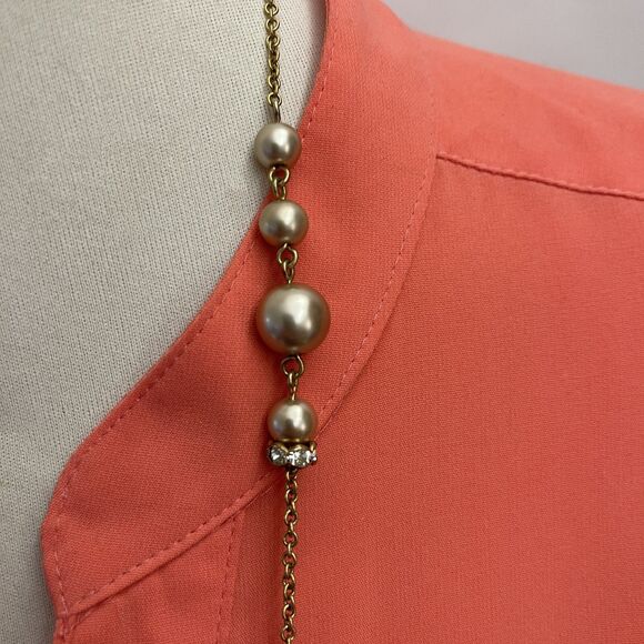 J. Crew Champagne Beads Beaded Gold-tone Chains Women's Fashion Necklace - Picture 5 of 9